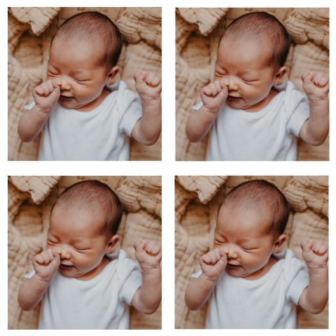 Vierkant DIY kaartje met vier foto's van je kindje